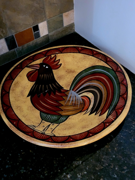 Other - Hand-Painted Rooster Decorative Wall Plate - Multicolor